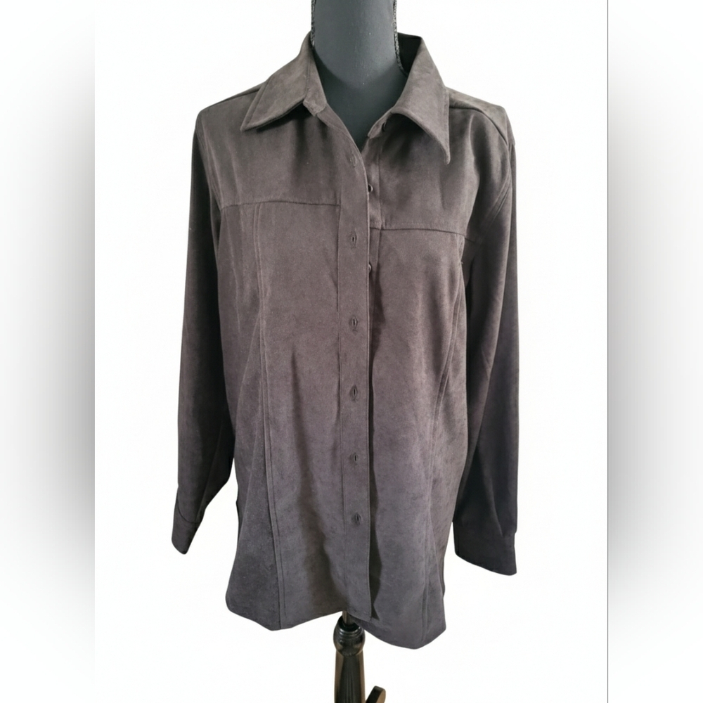 Denim&Co Charcoal Button Down Shirt